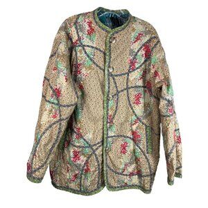 L XL Koos van Akker reversible silk jacket floral abstract Vintage